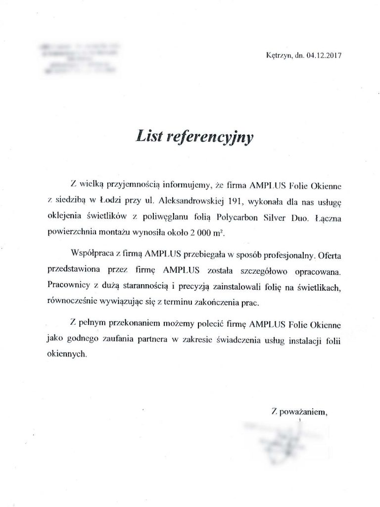 referencje dla firmy