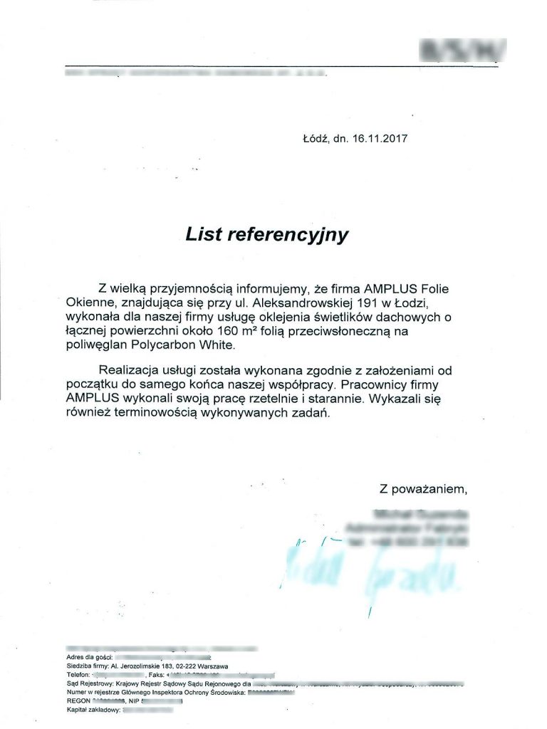 referencje dla firmy