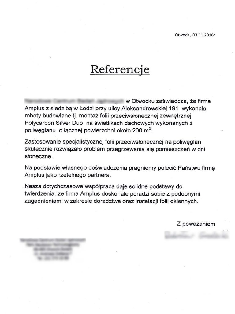 referencje dla firmy